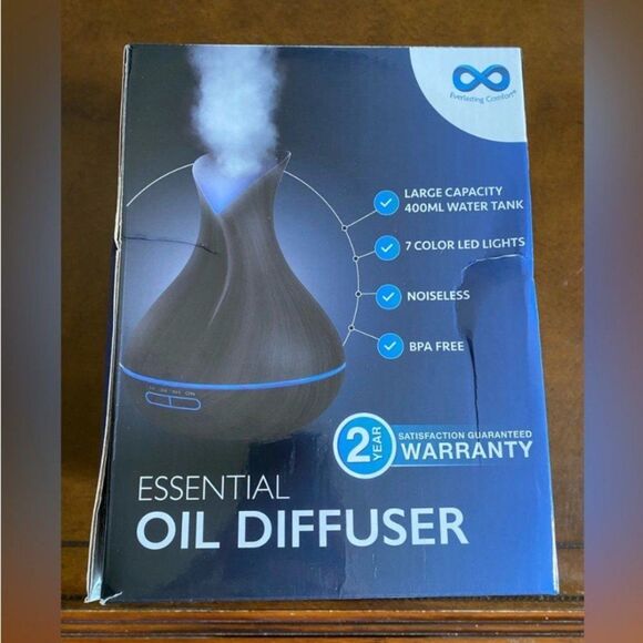 Everlasting Comfort 400ml Essential Oil Diffuser Wood Grain LED Aromatherapy NEW - Picture 3 of 13